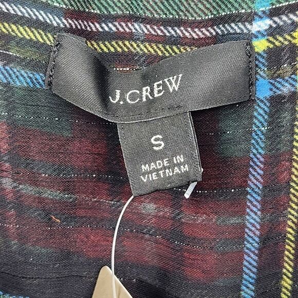 J Crew Sleeveless Ruffle Collar Top Womens Small Black Stewart Tartan Plaid - Picture 6 of 12